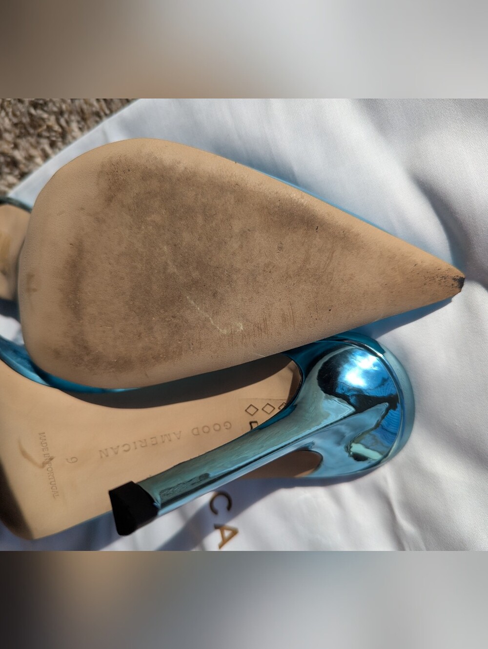 Good American Translucent Blue Pointed Toe Mule Heel - Picture 7 of 13